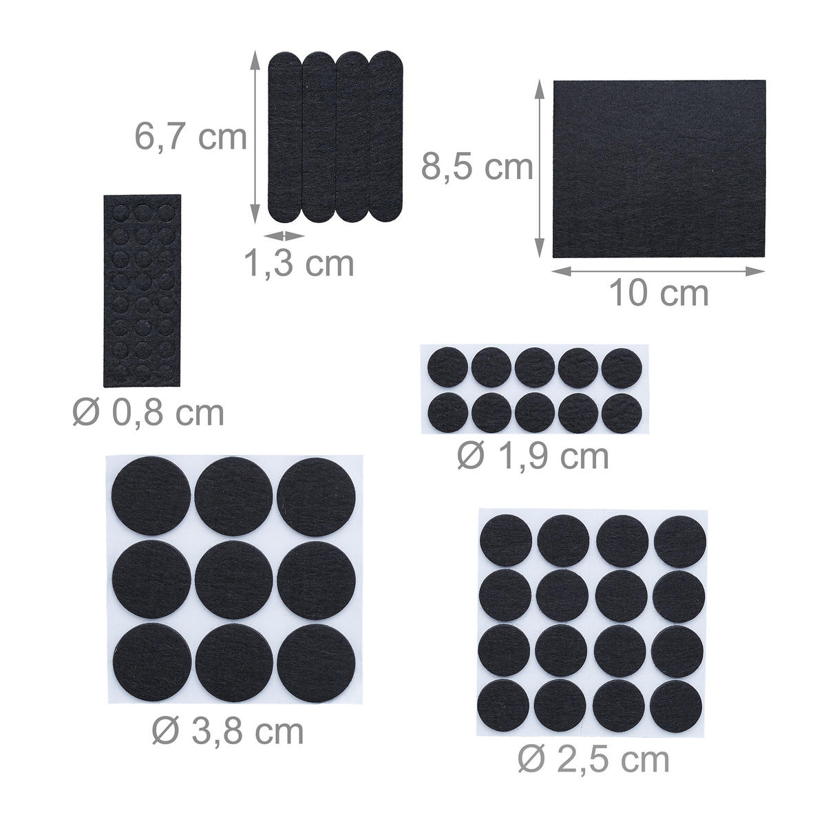 204XFILZGLEITER - Schwarz, Textil (10/8.5cm) - Relaxdays