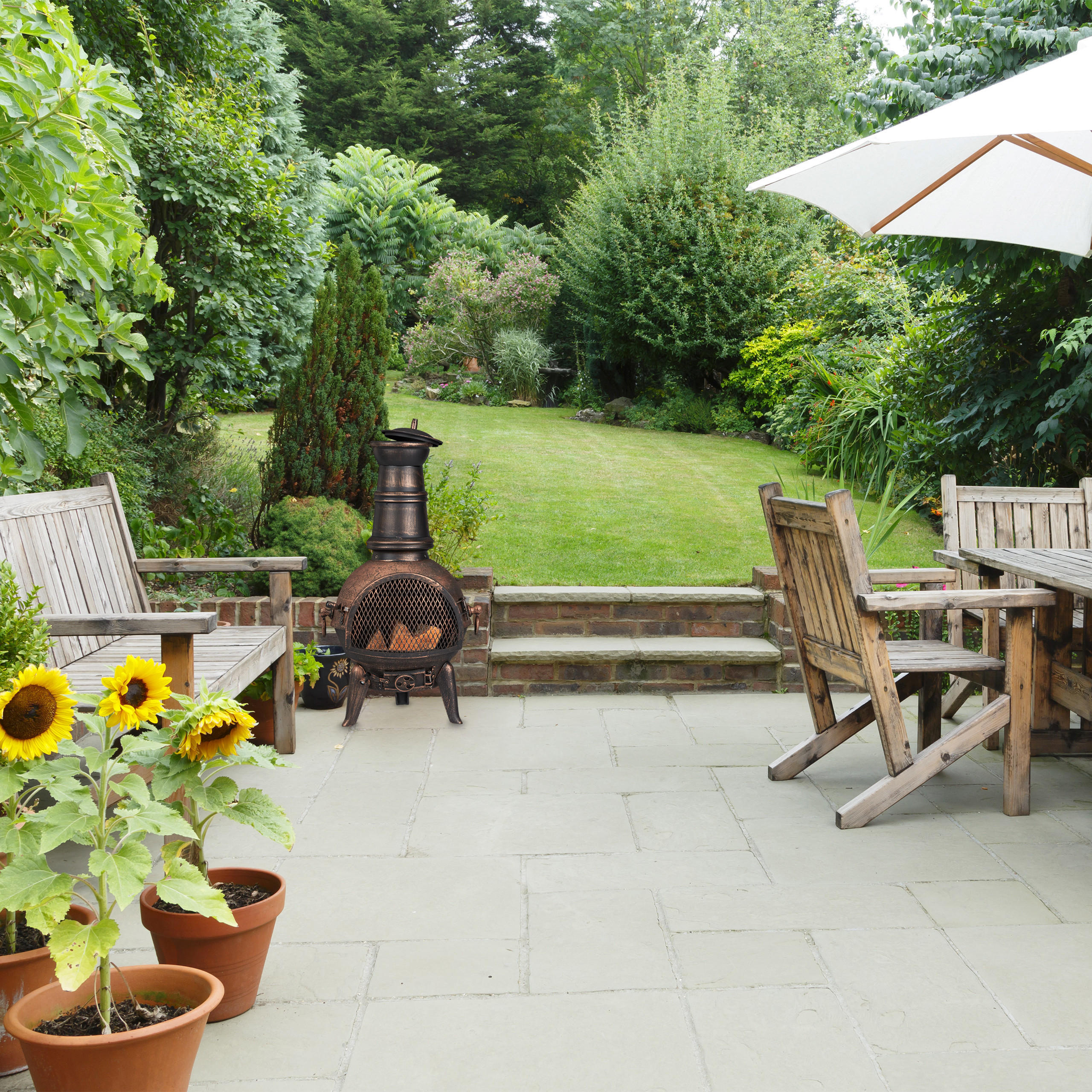 TERRASSENOFEN - Multicolor, Metall (46/86/38cm) - Relaxdays