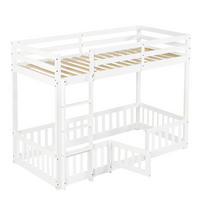 ETAGENBETT Kiefer 90x200 cm Weiß mit Treppe und Geländer - Weiß, Holz (90/200cm) - ComfortXL