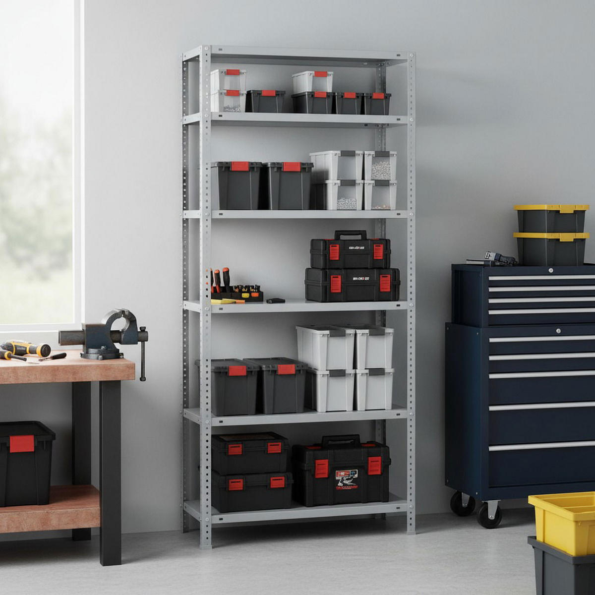 SCHRAUBREGAL PANDA TALL | HxBxT 200x110x40cm | 6 Fachböden | Fachlast 90kg | Weiß - Weiß, Metall (110/200/40cm) - PROREGAL