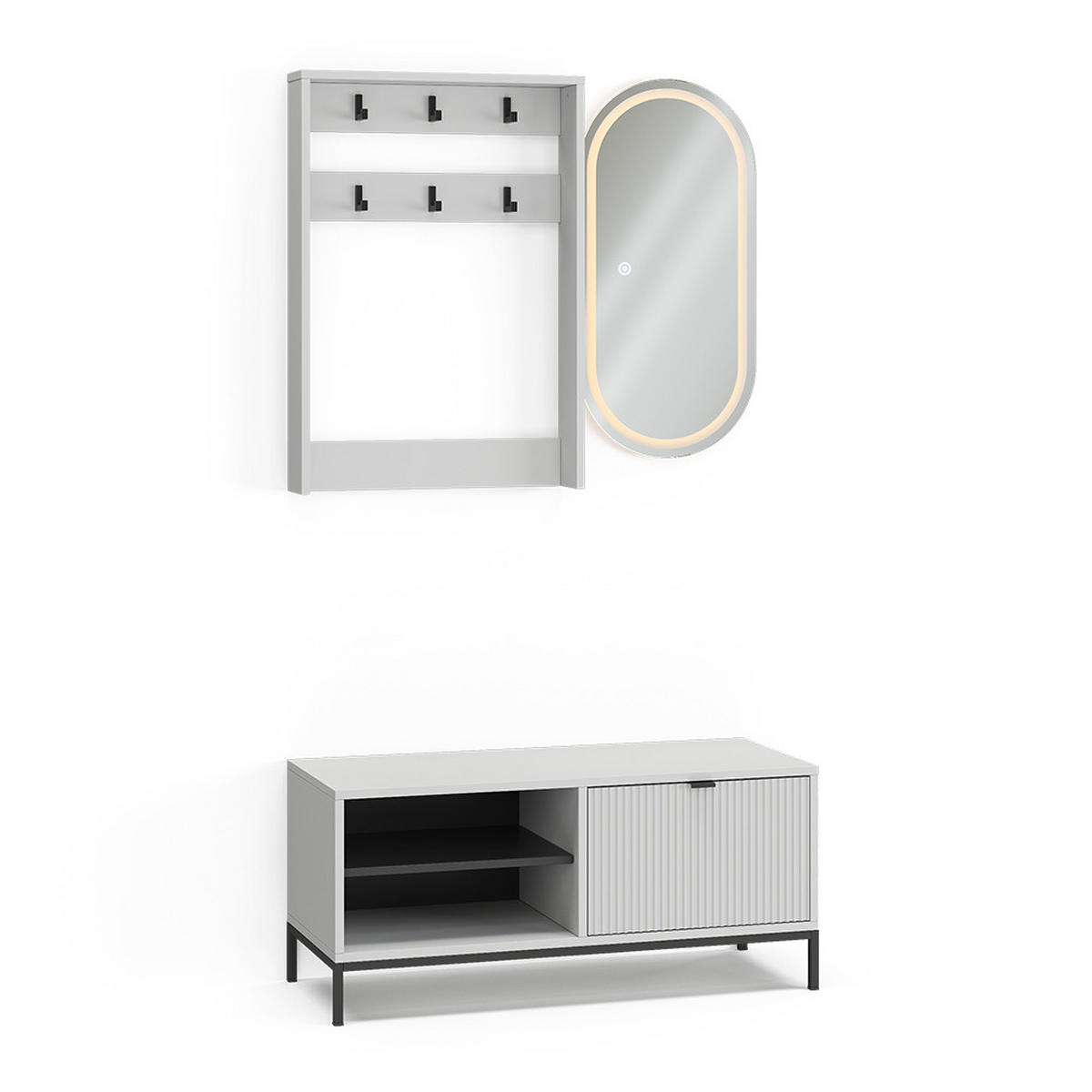 GARDEROBE Eliza Weiß 100 x 45 cm Set, 3 Teile - Weiß, Holzwerkstoff (100/45/40cm) - Vicco