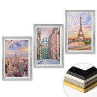WANDBILDER 3er Set - 40x60 cm Silberner Rahmen - Städte New York Paris Dämmerung - Silberfarben, Kunststoff (40/60cm) - ArtPrintCave