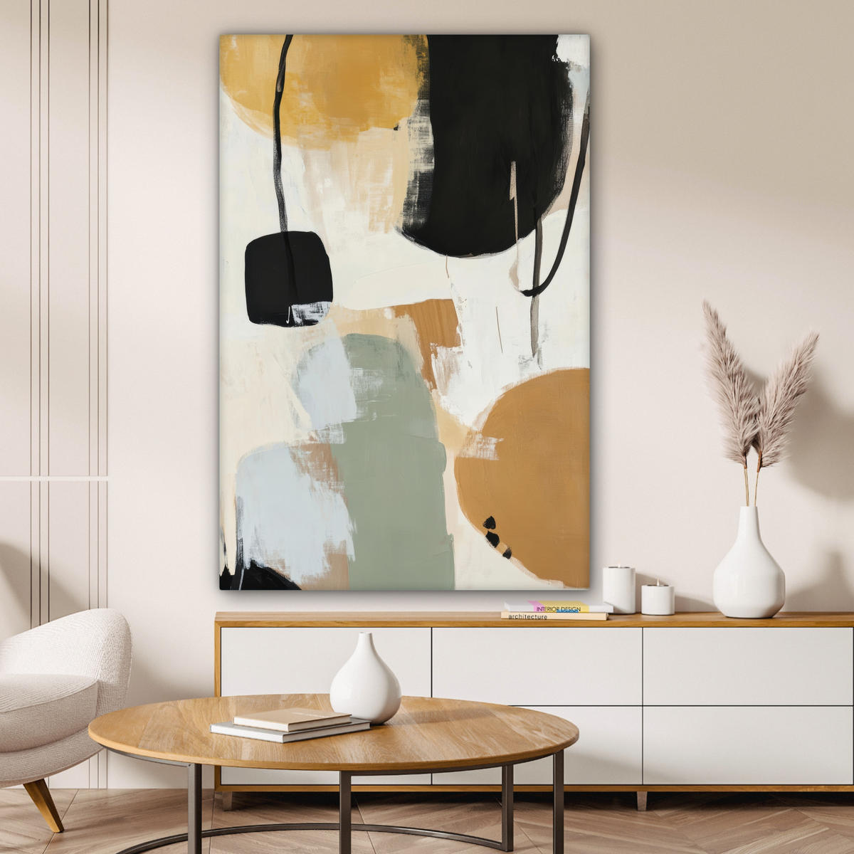 LEINWANDBILD Farbe - Abstrakt - Farben Deko Groß 90x140 cm - Currygelb, Textil (90/140cm) - MuchoWow