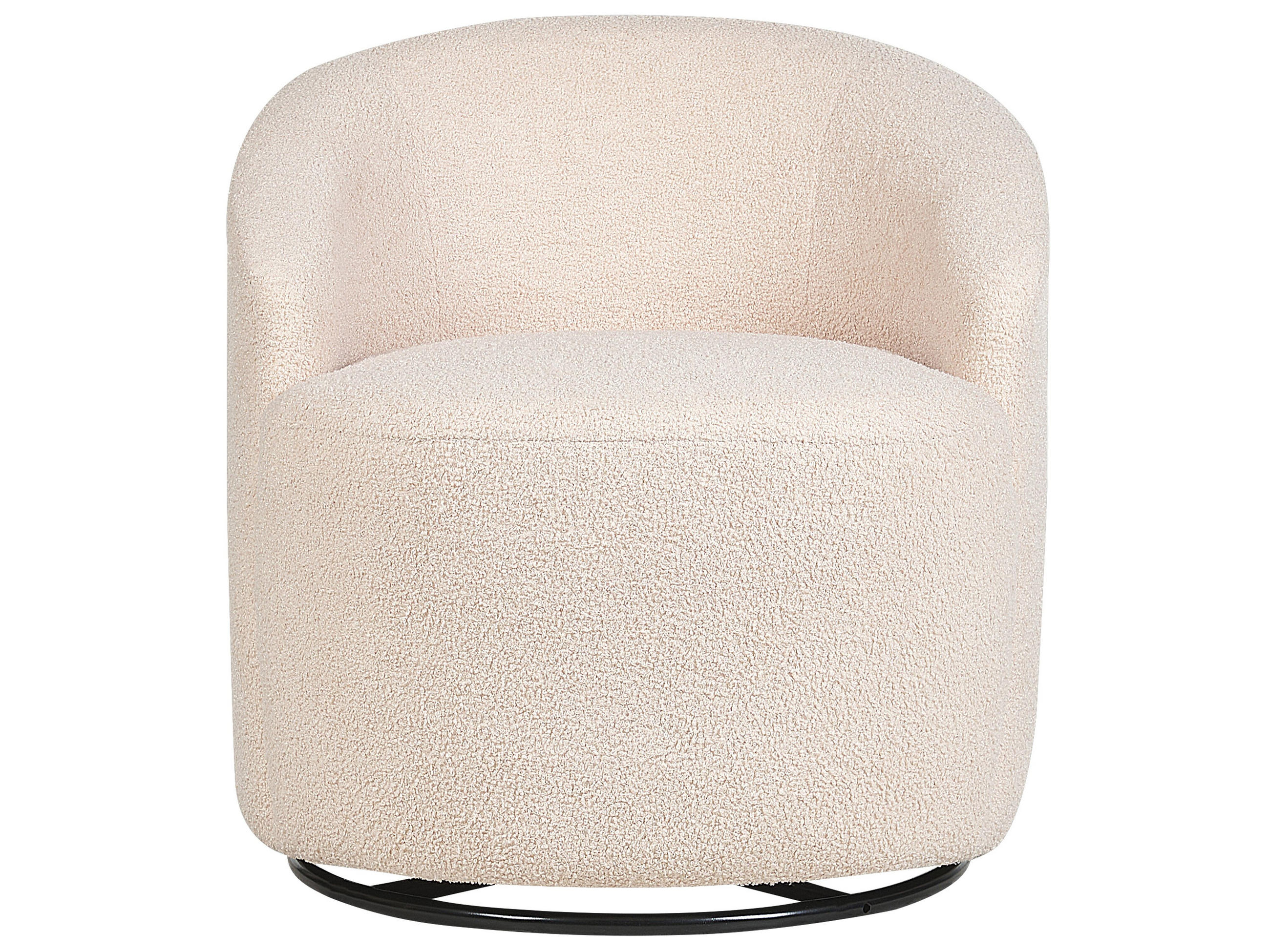 BOUCLÉ-DREHSESSEL Beige Davik - Beige, Holz/Textil (62/67/63cm) - Beliani