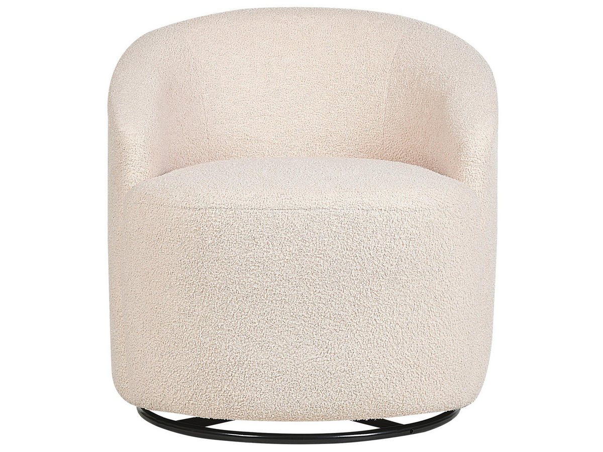 BOUCLÉ-DREHSESSEL Beige Davik - Beige, Holz/Textil (62/67/63cm) - Beliani