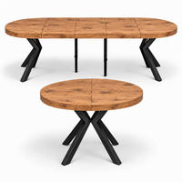 ESSTISCH rund ausziehbar 110/310/76 cm, Eiche Craft, 54 cm Tischplatte + X Metallbeine Schwarz - Eichefarben, Holzwerkstoff/Metall (110/310/76cm) - Damale Möbel