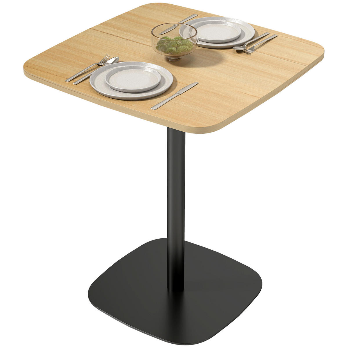 ESSTISCH Naturholz Schwarz 60/60/75 cm - Ahornfarben, Metall (60/60/75cm) - PANGIVO