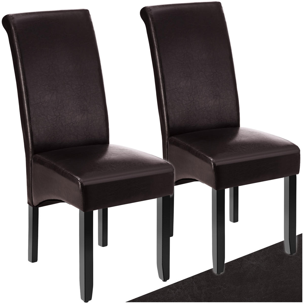 ESSZIMMERSTUHL 2er Set 44 x 63 x 106 cm braun - Braun, Textil (44/106/45cm) - tectake