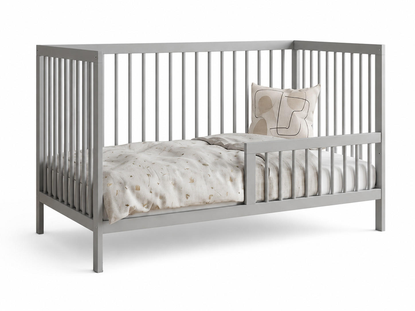 Kids Collective BABYPOSTÝLKA s poloviční boční zábranou 70x140 cm v šedé barvě