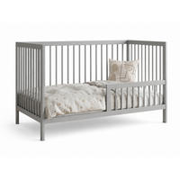 BABYPOSTÝLKA s poloviční boční zábranou 60x120 cm v šedé barvě - šedá, dřevo (60/120cm) - Kids Collective