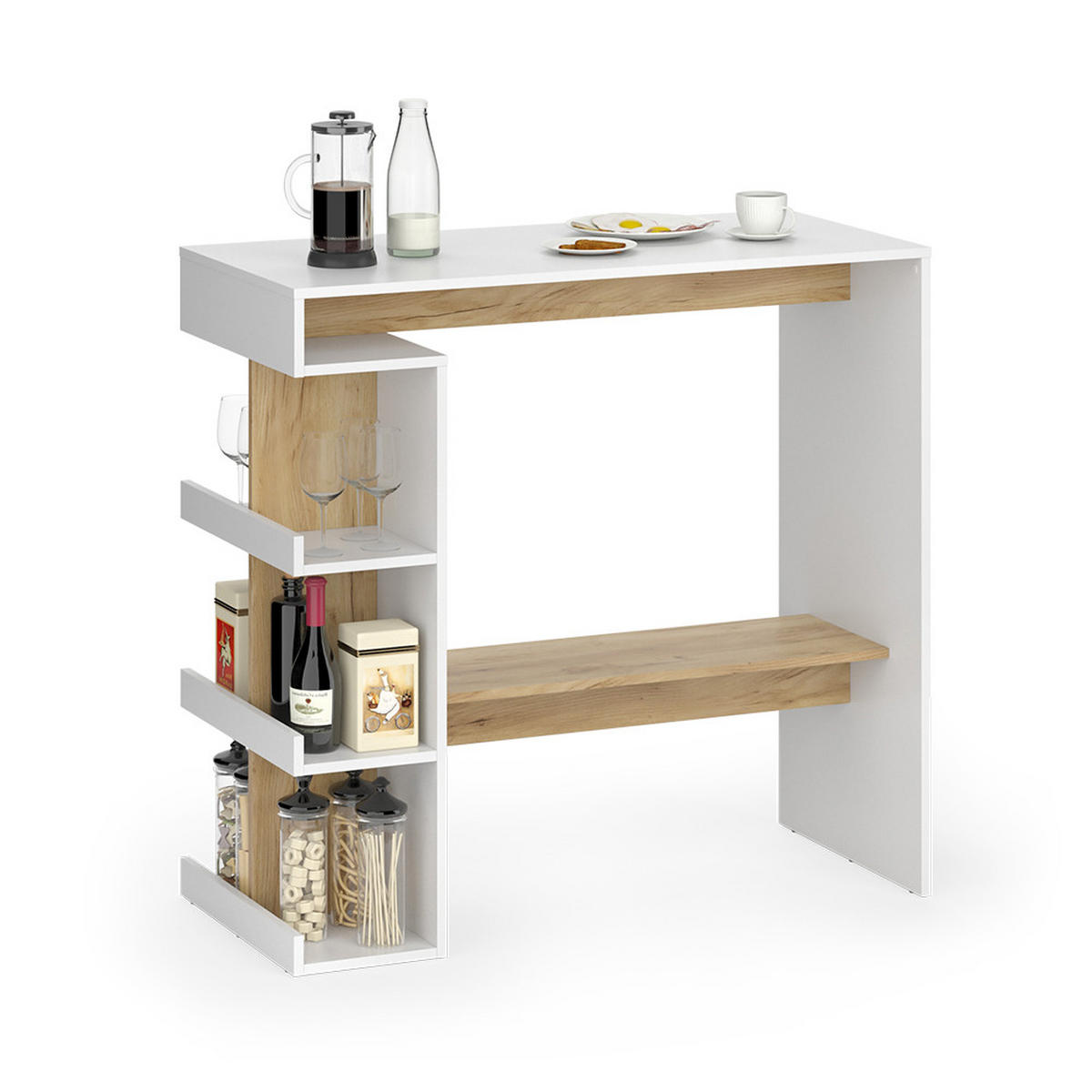 BARTISCH Dana Weiß/Goldkraft Eiche 108 x 50 cm - Honigeiche/Weiß, Holzwerkstoff (50/108/103cm) - Vicco