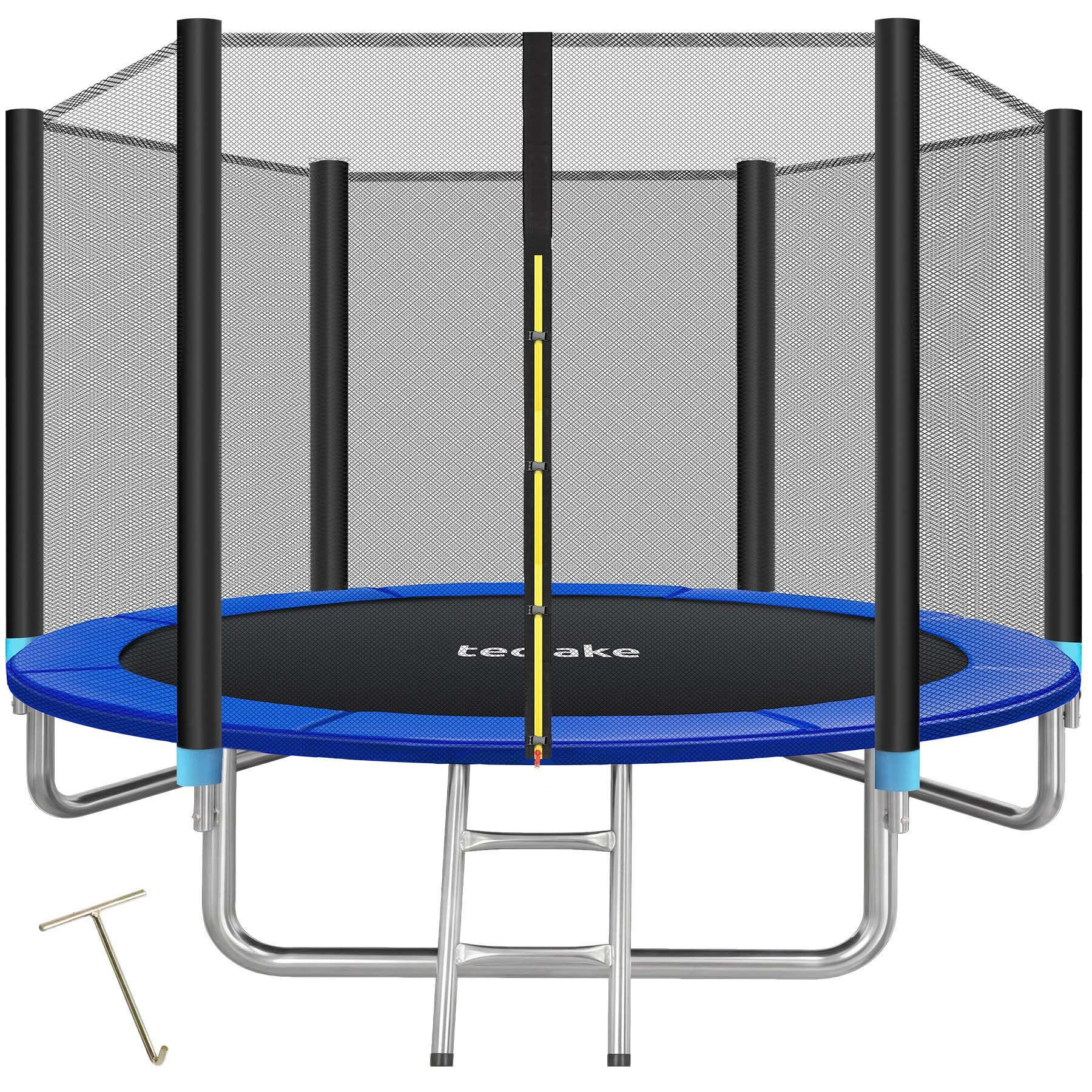 TRAMPOLIN Garfunky, inklusive Einstiegsleiter, schwarz/blau - Blau/Schwarz, Metall (305/256/305cm) - tectake