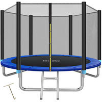 TRAMPOLIN Garfunky, inklusive Einstiegsleiter, schwarz/blau - Blau/Schwarz, Metall (305/256/305cm) - tectake