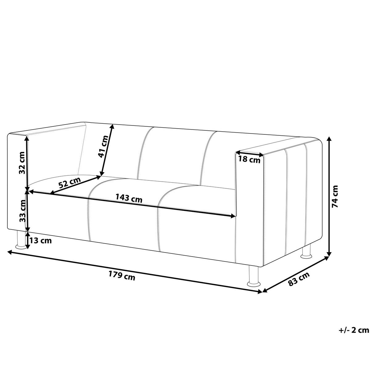 3-SITZER-SOFA Stoff cremeweiß Floro - Silberfarben/Weiß, Textil (179/74/83cm) - Beliani