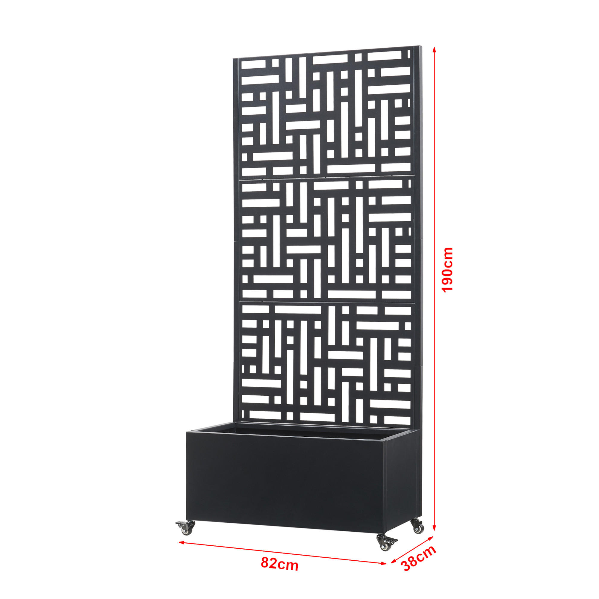 BLUMENKASTEN mit Trennwand Bernalda - Schwarz, Metall (82/190/38cm) - casa.pro