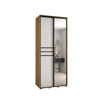 SCHWEBETÜRENSCHRANK 235,2/100/60 2-türig - Schwarz/Weiß, Holz/Metall (100/235/60cm) - Abiks Möbel