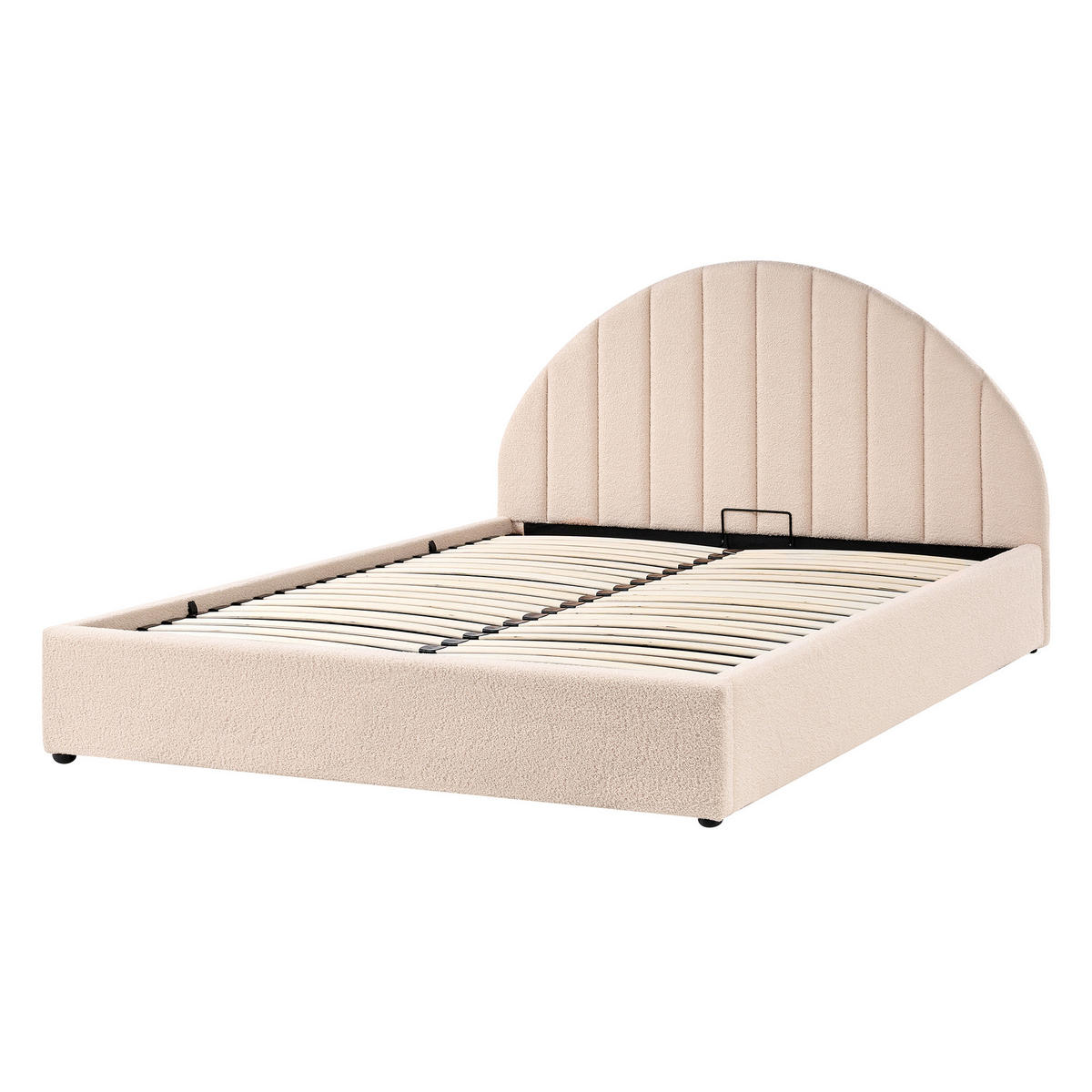 POSTELJA s prostorom za shranjevanje 140/200 bouclé svetlo bež Chadenet - bež, tekstil (140/200cm) - Beliani