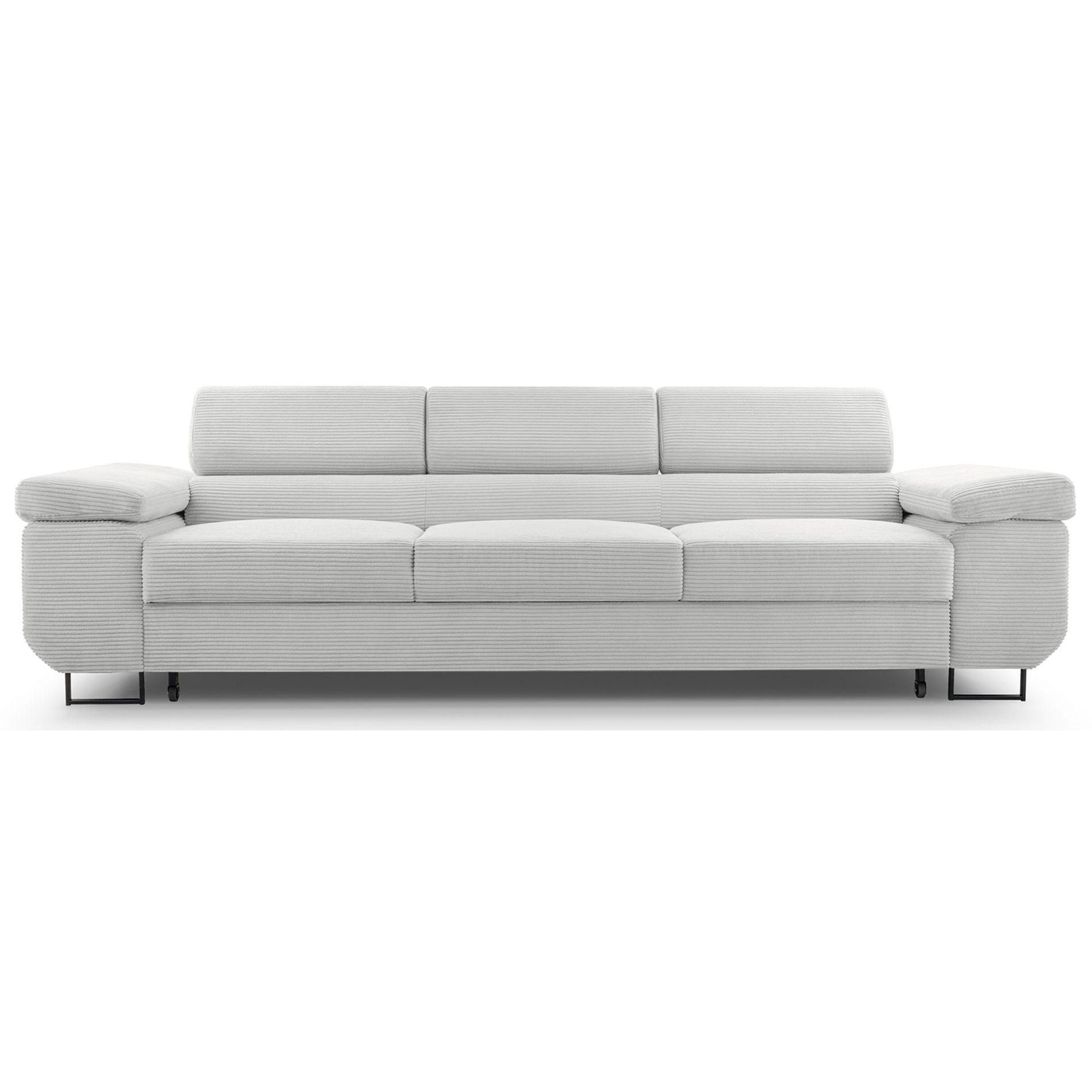 3-SITZER SOFA Capurso Hellbeige Cord - Ecru/Schwarz, Textil/Metall (274/90/98cm) - Selsey