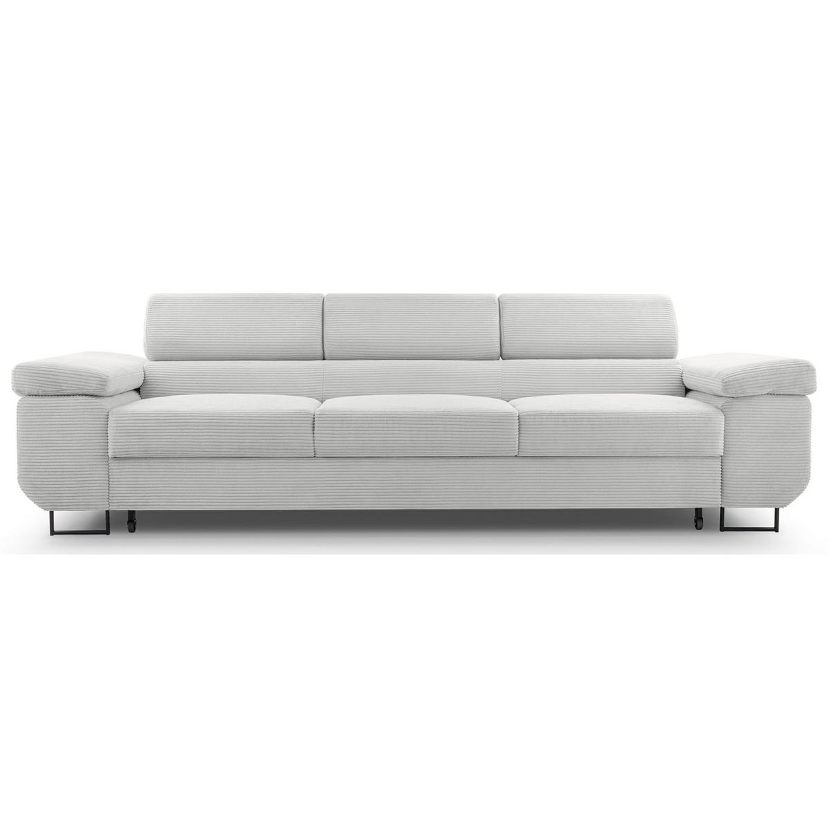 3-SITZER SOFA Capurso Hellbeige Cord - Ecru/Schwarz, Textil/Metall (274/90/98cm) - Selsey