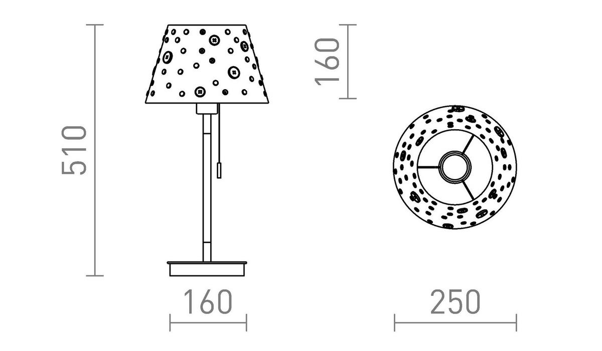 TISCHLEUCHTE KEITH/DELISA Weiß Knöpfe 11 W - Weiß, Metall (25/25/51cm) - Rendl