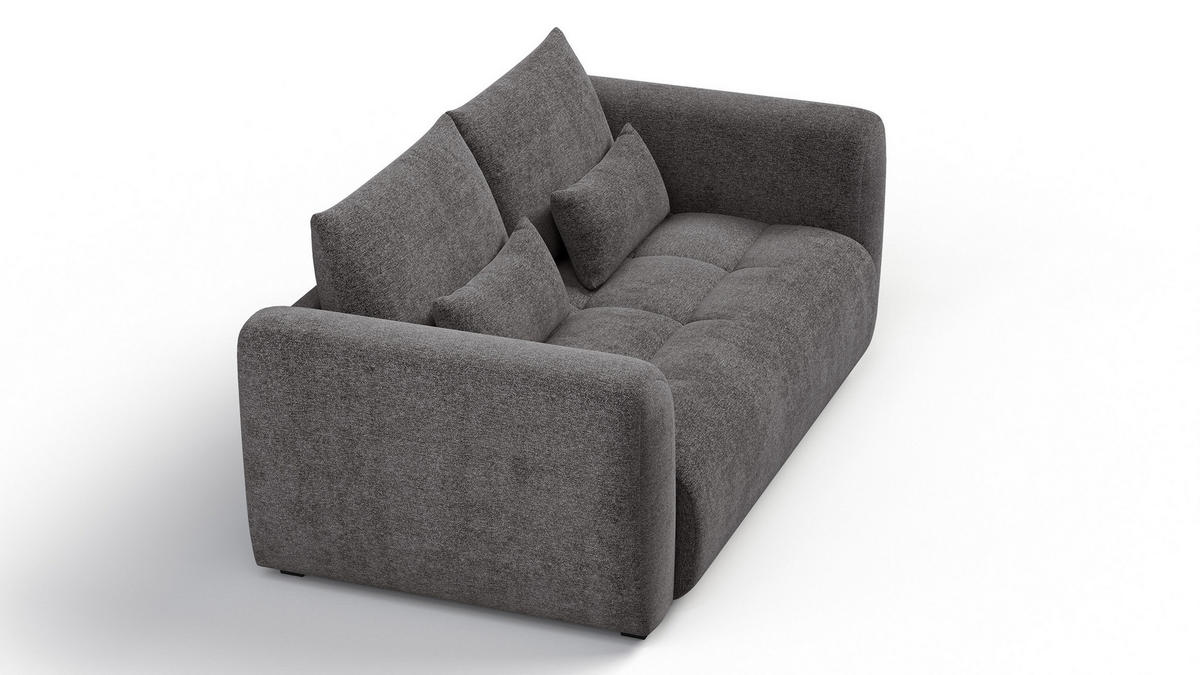 SOFA SORENO 3-Sitzer, dunkelgrau - Dunkelgrau/Schwarz, Holz/Textil (214/94/114cm) - Courtois Laville