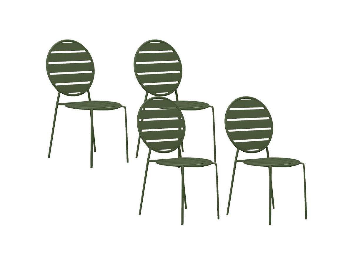 GARTENSTUHL stapelbar 4er-Set - Metall - Kaki - MONTEFARO von MYLIA - Grün, Metall (55.5/87.5/46.5cm) - Vente-Unique