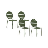 GARTENSTUHL stapelbar 4er-Set - Metall - Kaki - MONTEFARO von MYLIA - Grün, Metall (55.5/87.5/46.5cm) - Vente-Unique