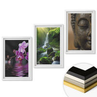 WANDBILDER 3er-Set - 40x60 cm Weißer Rahmen - Blumen, Wasserfall, Buddha-Felsen, Zen - Weiß, Kunststoff (40/60cm) - ArtPrintCave