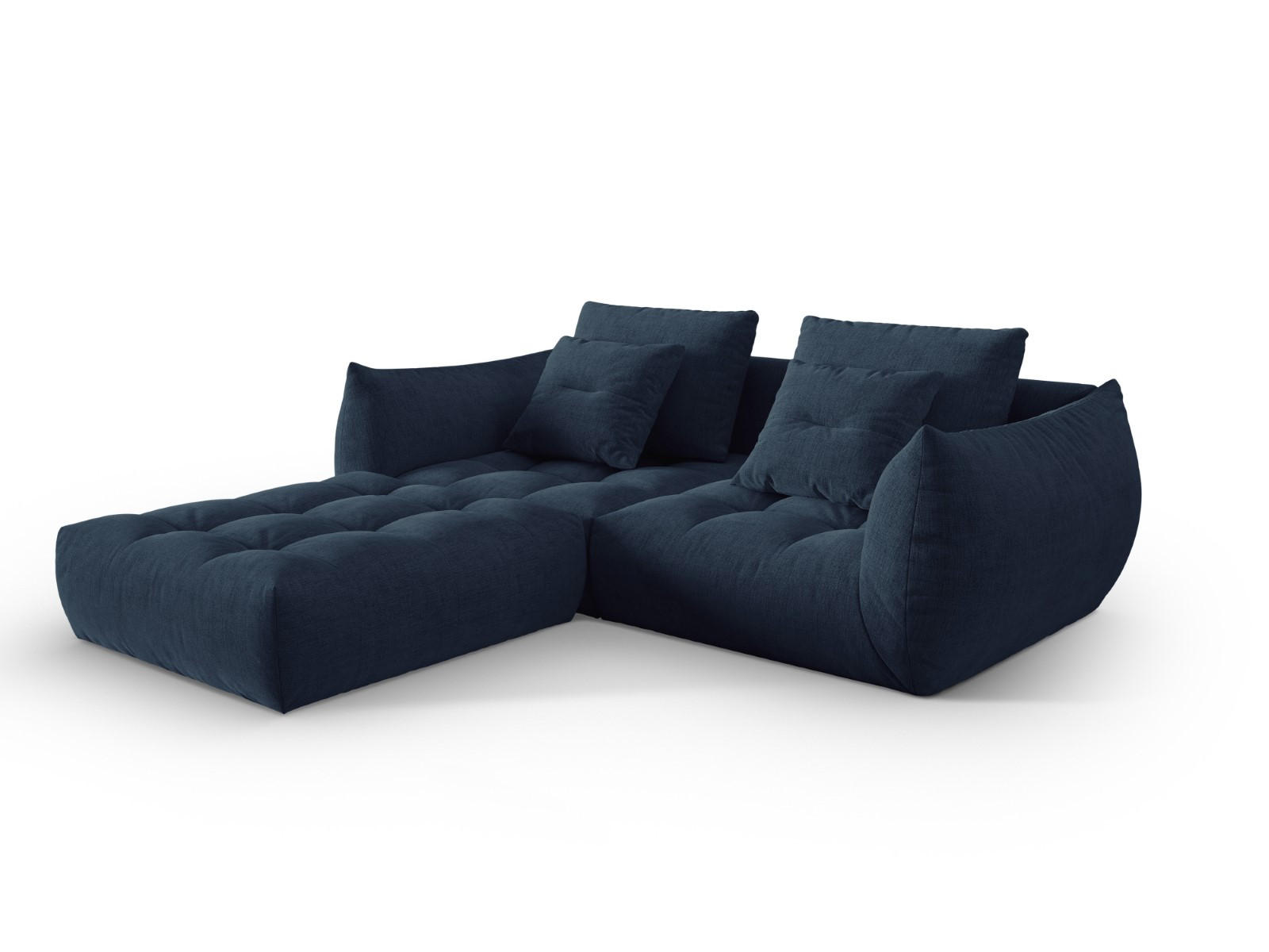SOFA modular Bloom aus strukturiertem Stoff dunkelblau 3 Sitzplätze - Dunkelblau, Textil (216/232cm) - Micadoni