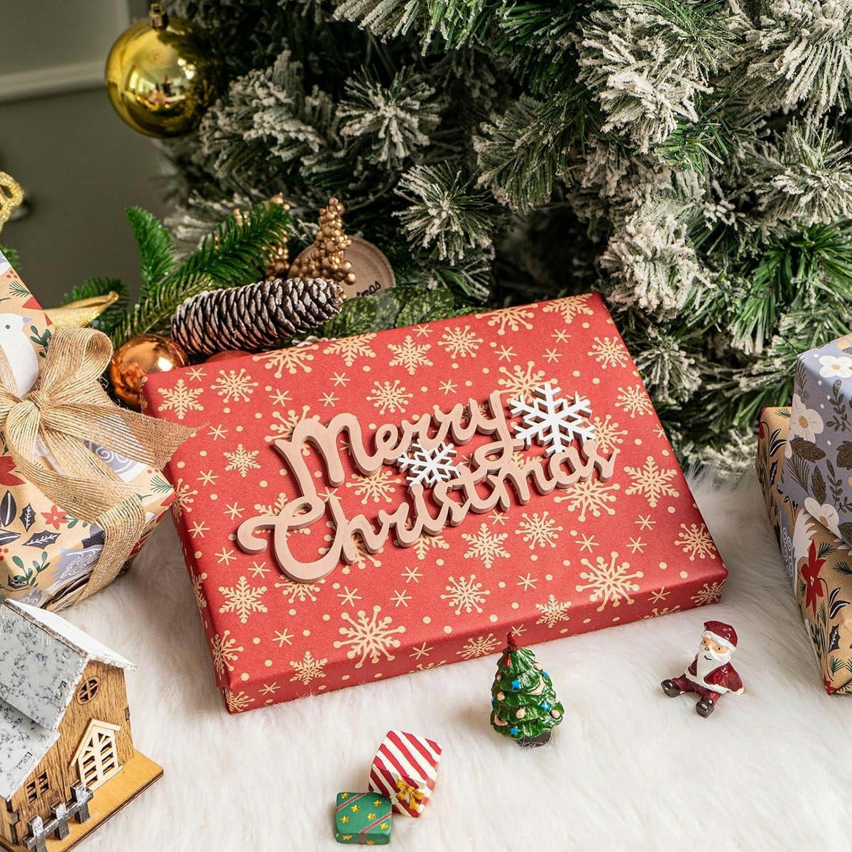 GESCHENKPAPIER 4 Rollen 43,5 x 305 cm Kraftpapier Weihnachtsmotive - Multicolor, Papier (4/44/15cm)