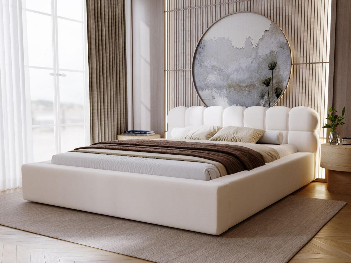 POLSTERBETT Plaza 160x200 Creme - Creme/Naturfarben, Holz/Kunststoff (160/200cm) - Graingold