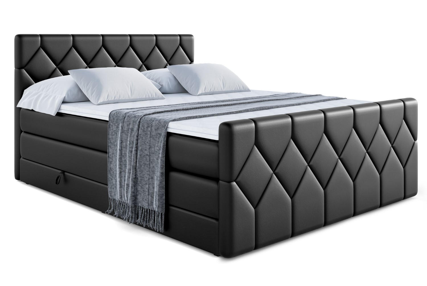 Altdecor Boxspringbett Schwarz Hochglanz 120x200 cm