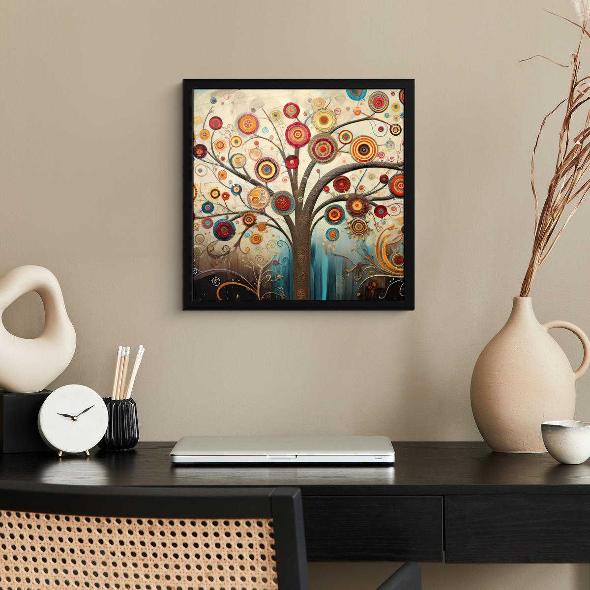 POSTER MIT RAHMEN Baum - Baum des Lebens - Farbe 40x40 cm - Braun, Papier (40/40cm) - MuchoWow