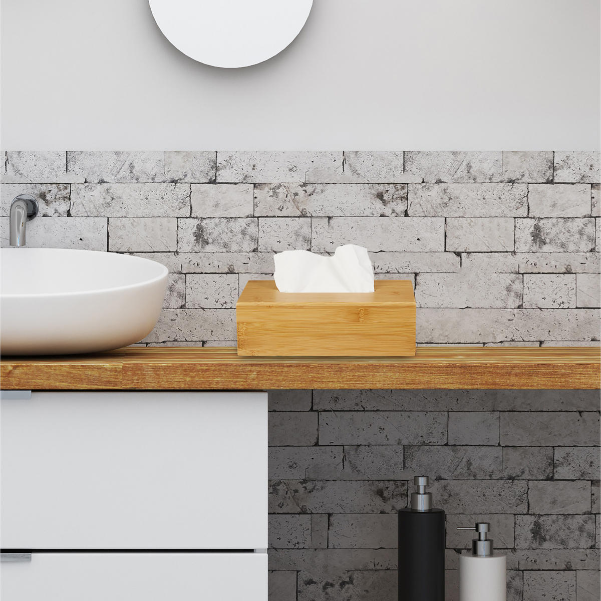 KOSMETIKTÜCHERBOX - Hellbraun, Holz (15.5/27.5/8.5cm) - Relaxdays