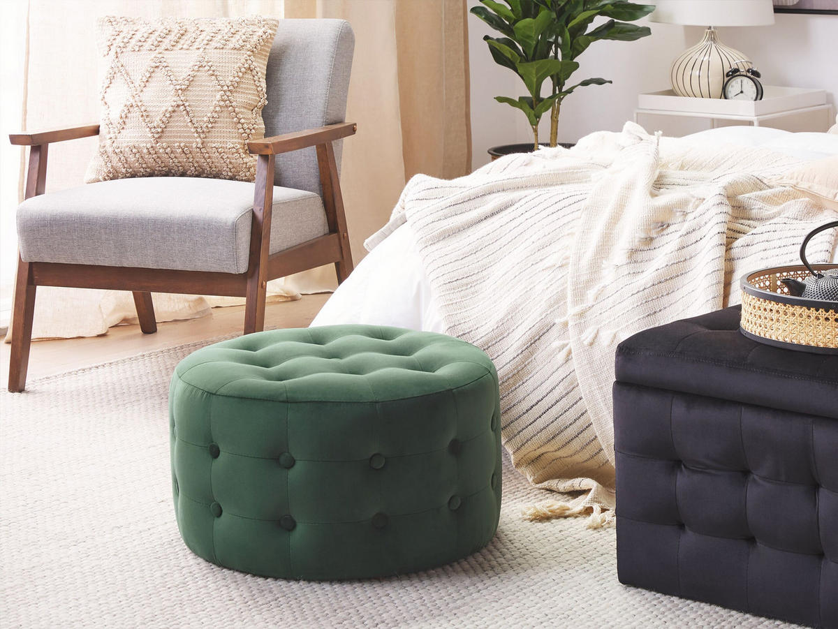 POUF Tampa 55/55/30 cm - Grün, Textil (55/30/55cm) - Beliani