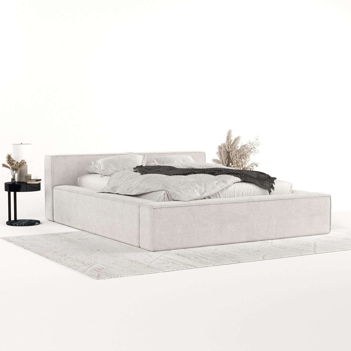 POLSTERBETT Casto mit Stauraum 140/200 cm Creme im Bonita Stoff - Creme/Schwarz, Holz/Holzwerkstoff (140/200cm) - AltaBeds