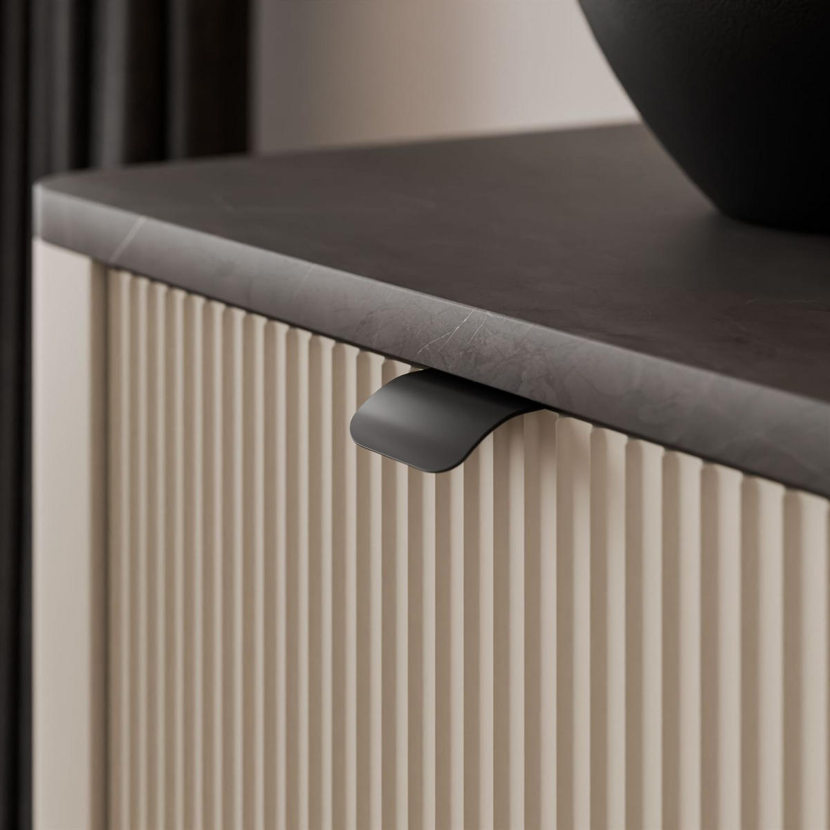 KOMMODE für das Wohnzimmer AUTUMN 3S auf hohen Beinen, Kaschmir / Grauer Stein - Beige, Holzwerkstoff (90/82/40cm) - Lookway