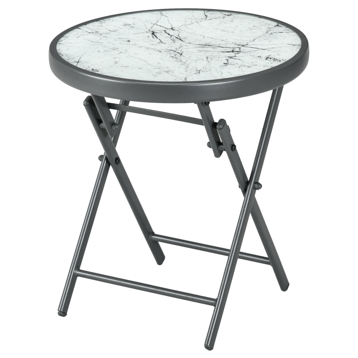 BEISTELLTISCH DE-07363 mit Glasplatte Weiß - Weiß, Glas/Metall (45/45/50cm) - ComfortXL