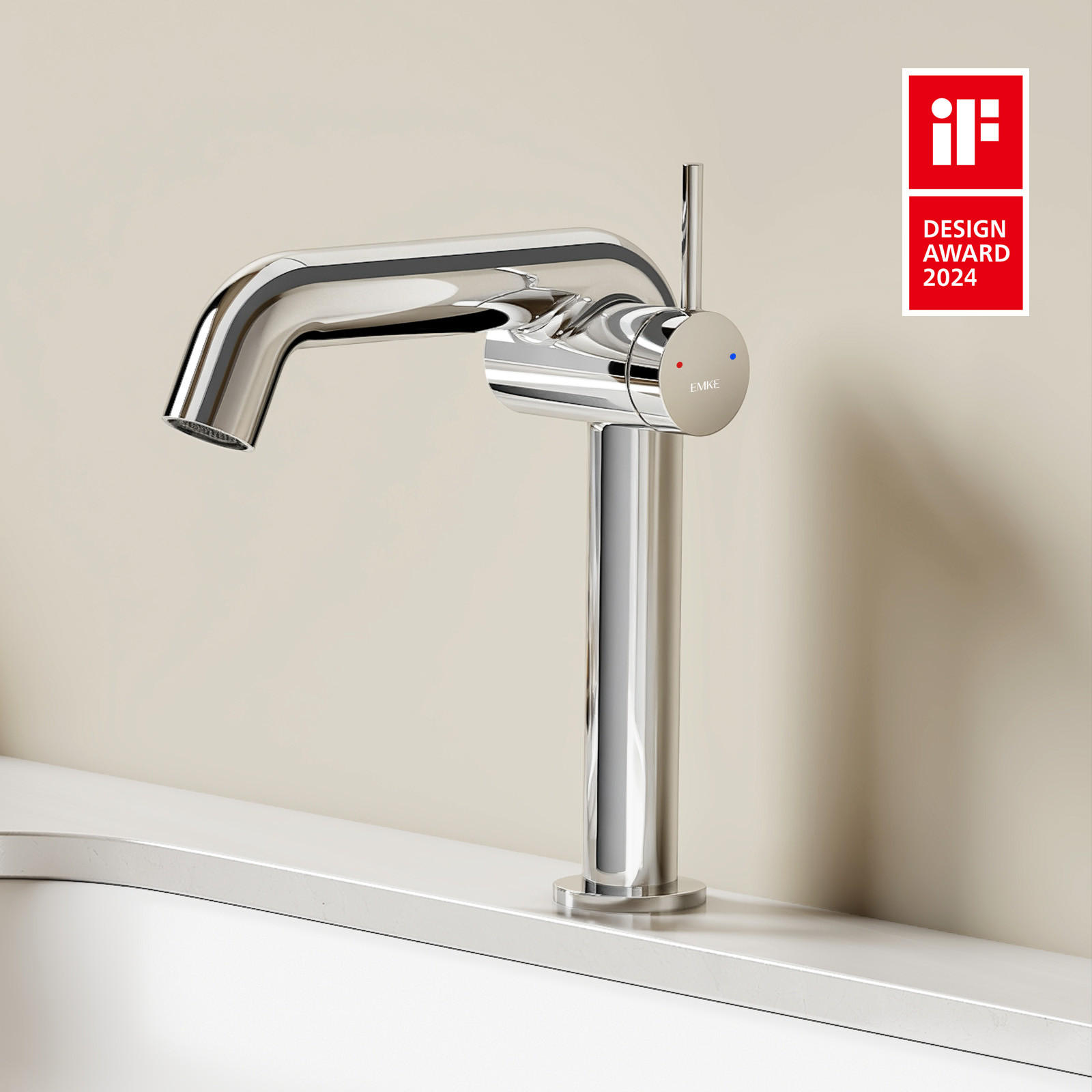 WASCHTISCHARMATUR Ventilkernzertifizierung Chrom 15cm - Chromfarben, Metall (20/7.6/22.2cm) - EMKE