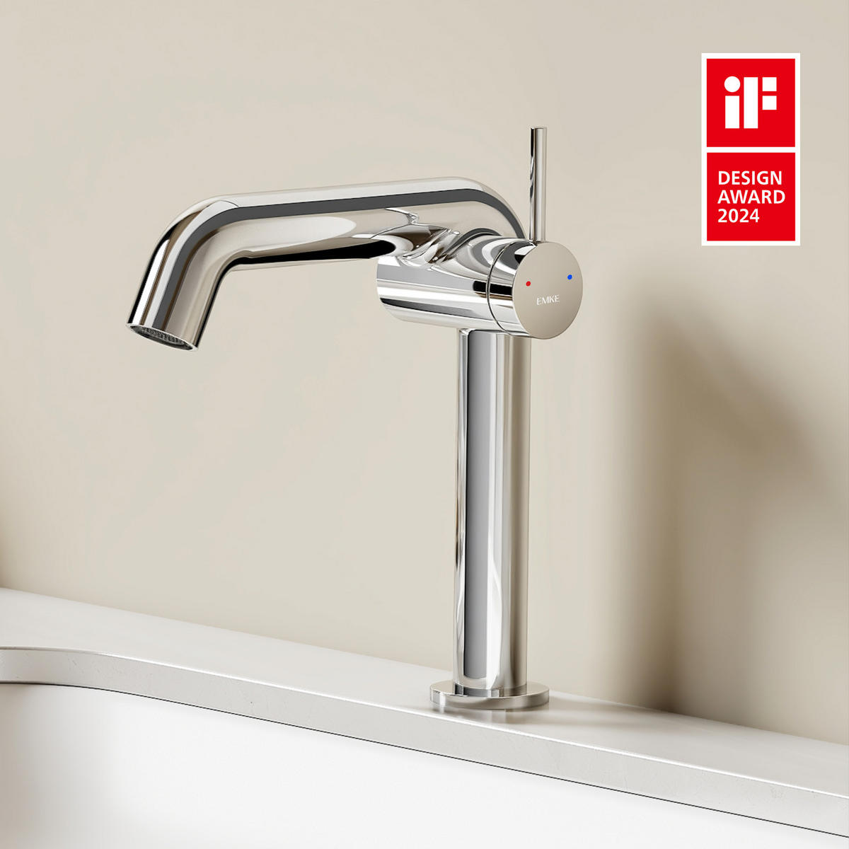 WASCHTISCHARMATUR Ventilkernzertifizierung Chrom 15cm - Chromfarben, Metall (20/7.6/22.2cm) - EMKE