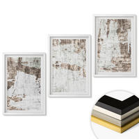 WANDBILDER 3er-Set - 40x60 cm Weißer Rahmen - Abstrakte Muster, weiß, braun - Weiß, Kunststoff (40/60cm) - ArtPrintCave