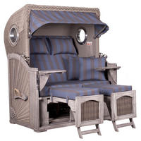 STRANDKORB Düne Koboo Grau Bullaugen - Blaugrau/Braun, Metall (125/170/80cm) - Mr. Deko