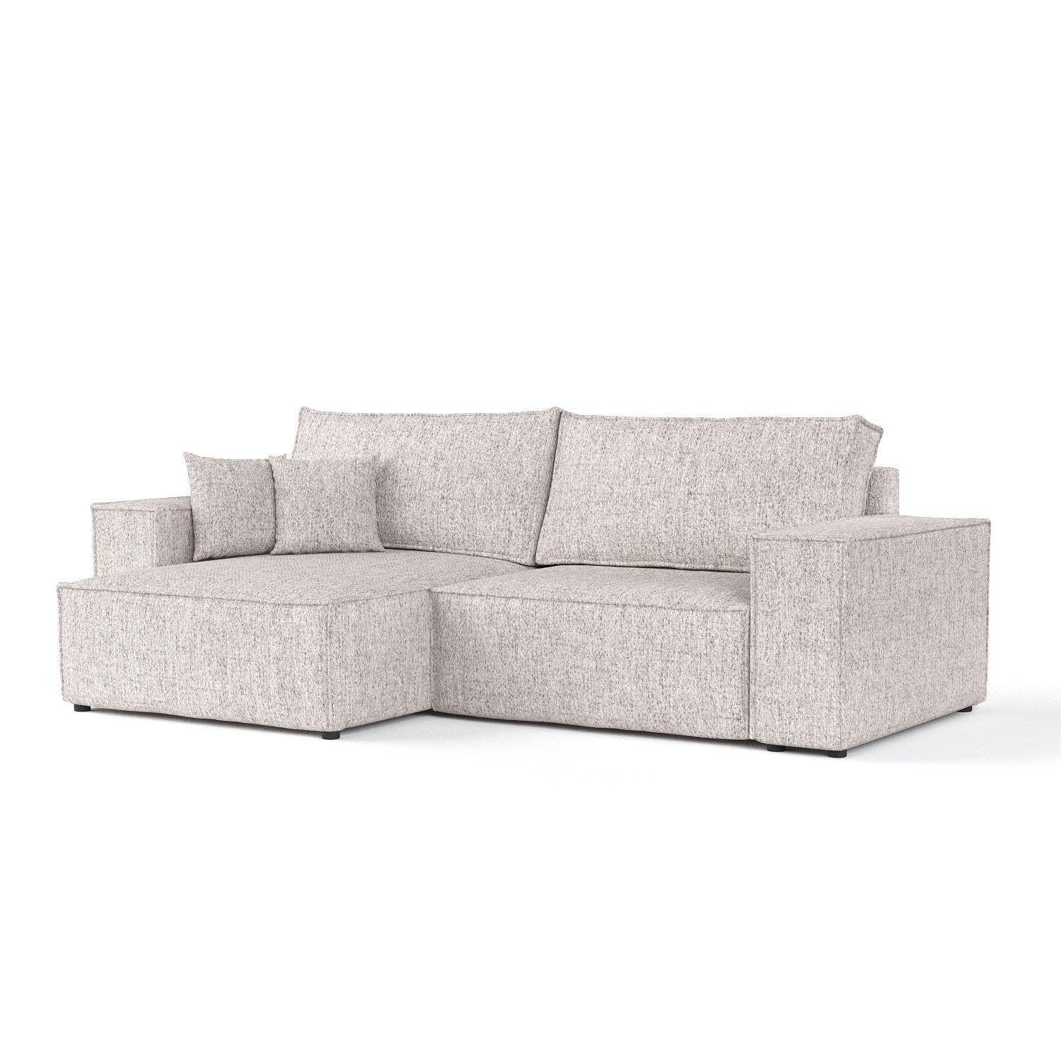 ECKSOFA CAVO mit Schlaffunktion Beige im Neve Stoff - Beige/Schwarz, Holz/Holzwerkstoff (255/148cm) - AltaBeds