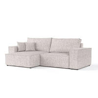 ECKSOFA CAVO mit Schlaffunktion Beige im Neve Stoff - Beige/Schwarz, Holz/Holzwerkstoff (255/148cm) - AltaBeds