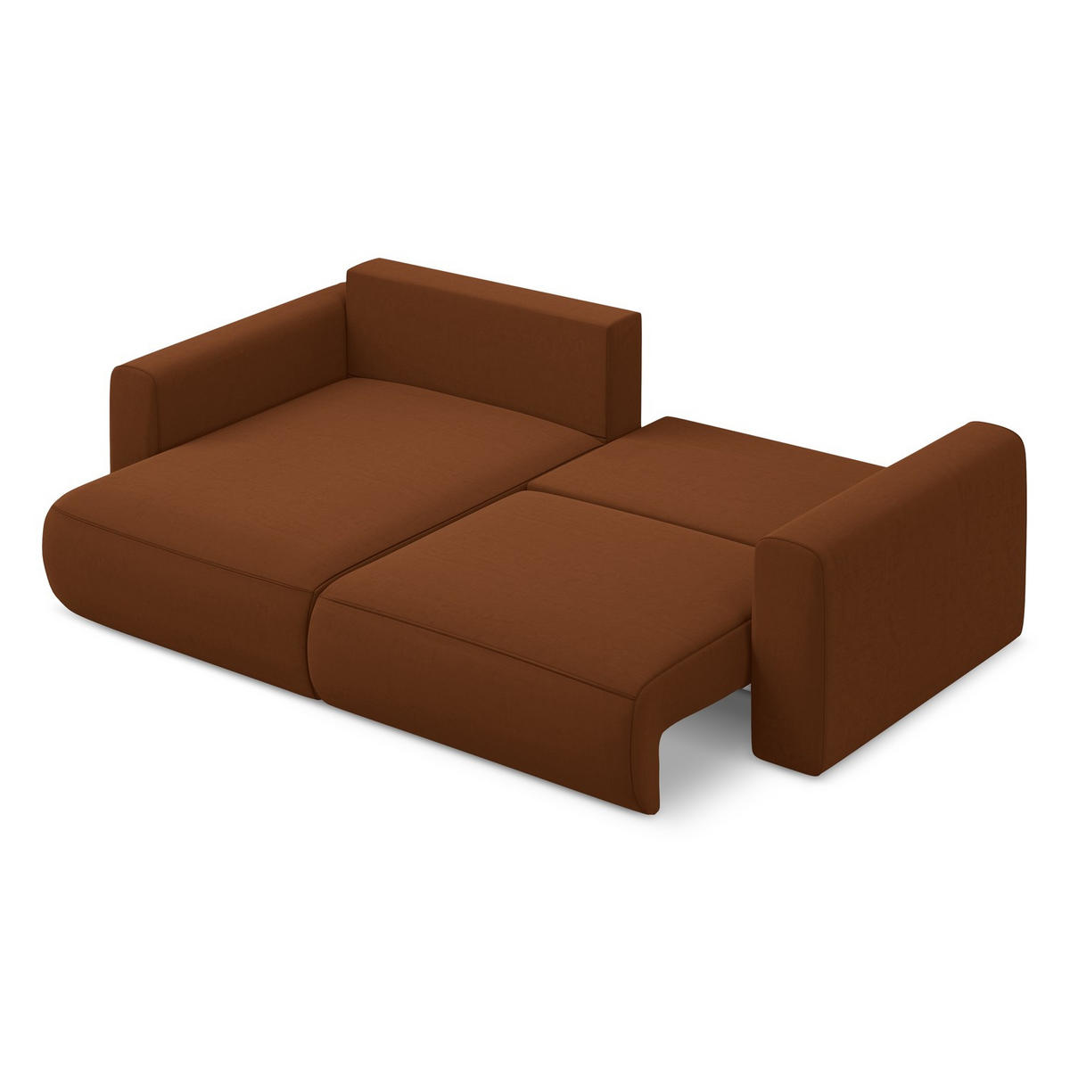 ECKSOFA mit Schlaffunktion Samt Stoff Orange - Terracotta/Schwarz, Kunststoff/Textil (149/240cm) - Makamii