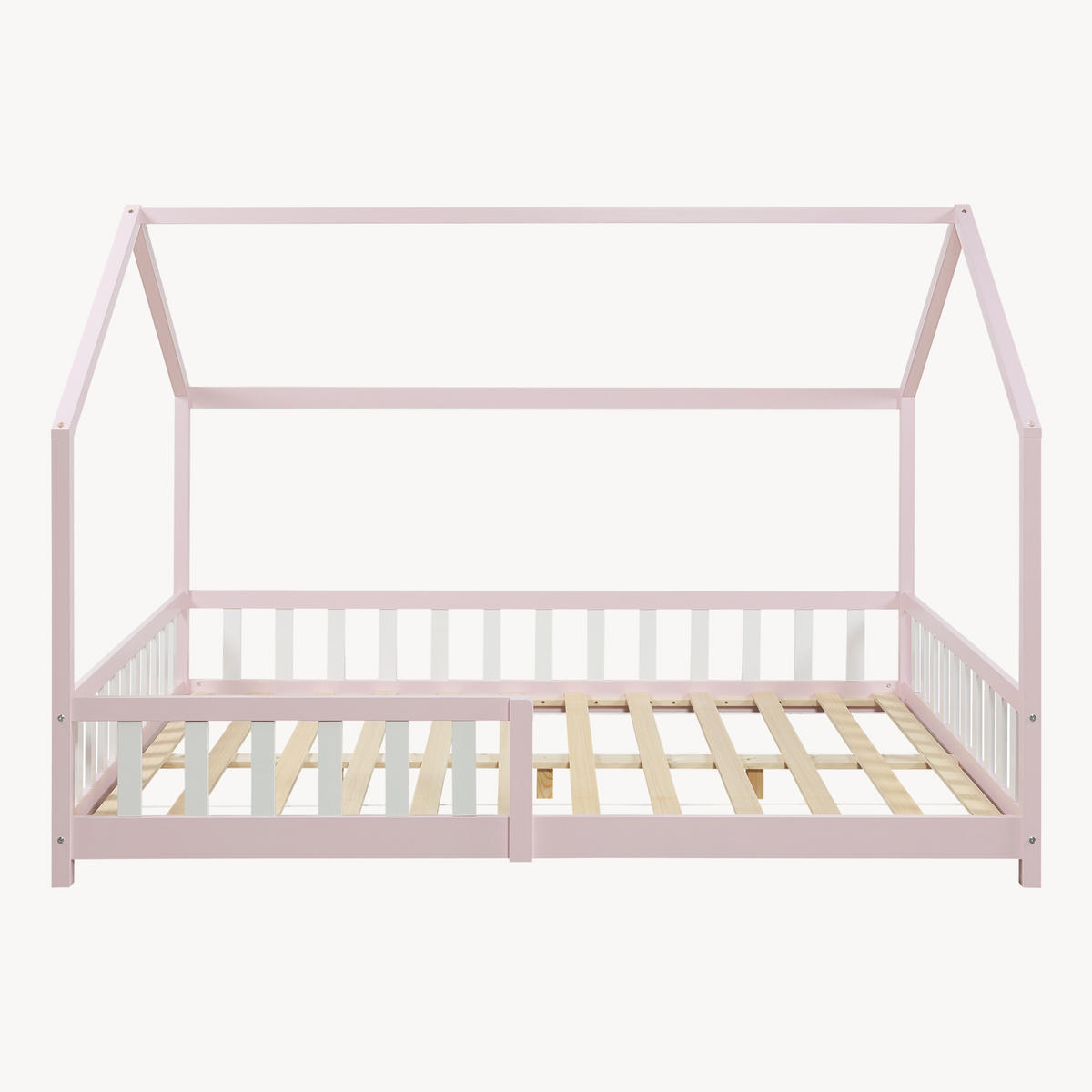 HAUSBETT Hesel - Rosa/Weiß, Holz (140/200cm) - [en.casa]