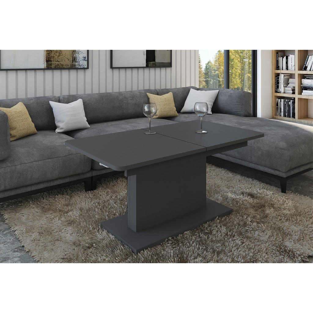 Thumbnail - designimpex Couchtisch, Anthrazit, Holzwerkstoff, Rechteckig, 126x58x70 cm, Wohnzimmer, Wohnzimmertische, Couchtische