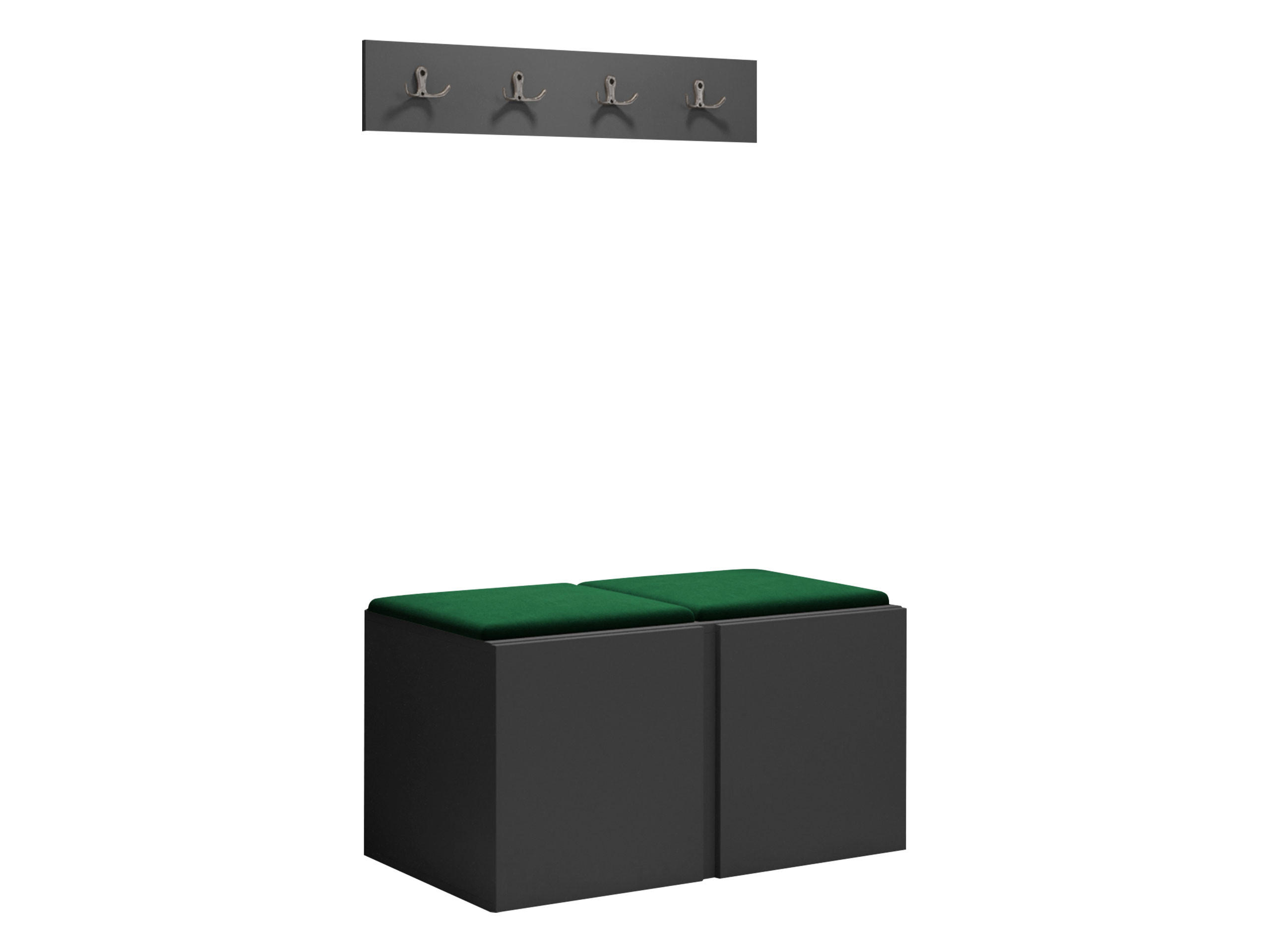 GARDEROBEN-SET Orion VI - Graphitfarben/Grün, Holzwerkstoff/Kunststoff (84/42/46cm) - MIRJAN24