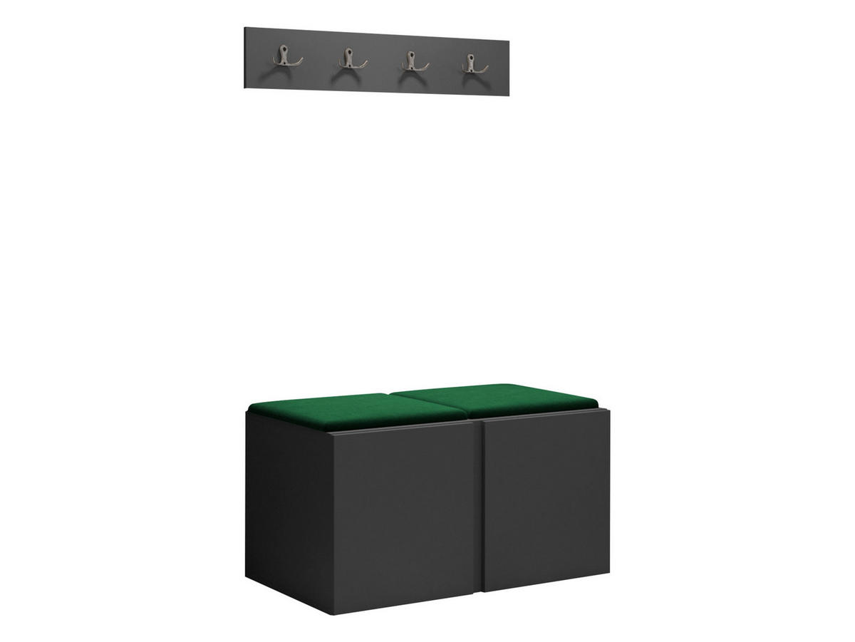 GARDEROBEN-SET Orion VI - Graphitfarben/Grün, Holzwerkstoff/Kunststoff (84/42/46cm) - MIRJAN24