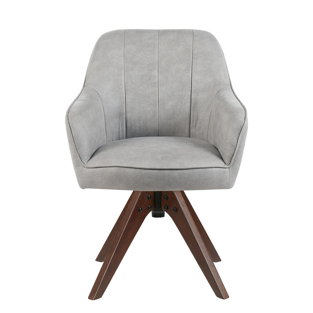 ARMLEHNSTUHL Mika-Noah 2er-Set - Nussbaumfarben/Hellgrau, Eichenholz/Holz (60/87/65cm) - DUBI Möbel